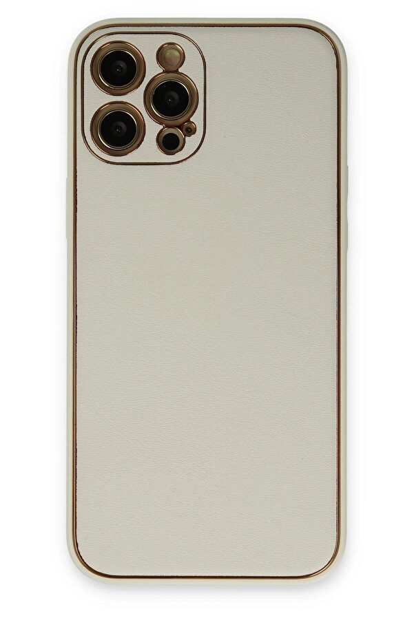 İphone 12 Pro Max Kılıf Coco Deri̇ Si̇li̇kon Kapak - Beyaz - Dropx4743-8074
