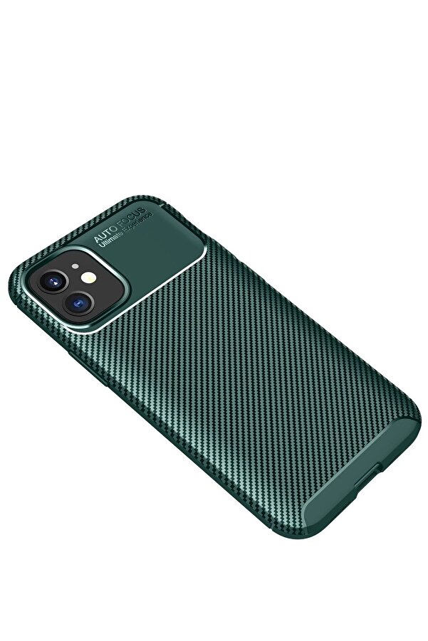İphone 12 Mi̇ni̇ Kılıf Auto Focus Karbon Kapak - Yeşi̇l - Dropx7846-2597