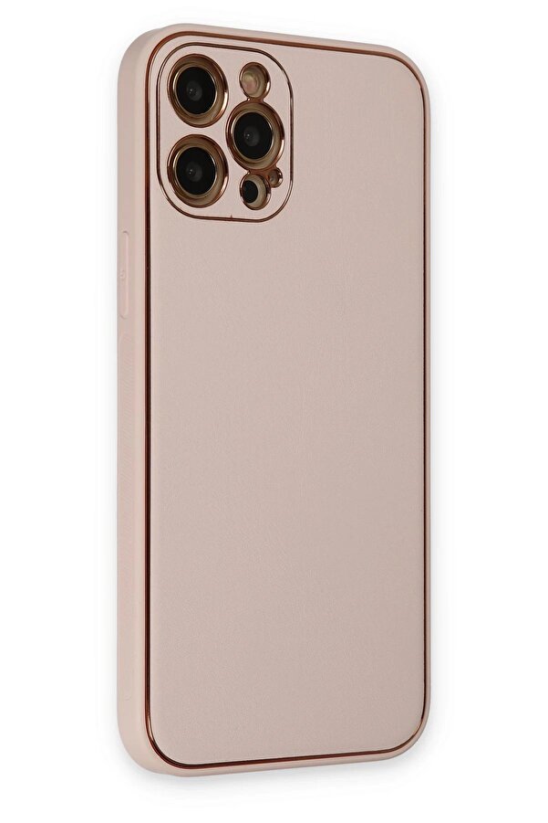 İphone 12 Pro Max Kılıf Coco Deri̇ Si̇li̇kon Kapak - Pudra - Dropx8538-6642