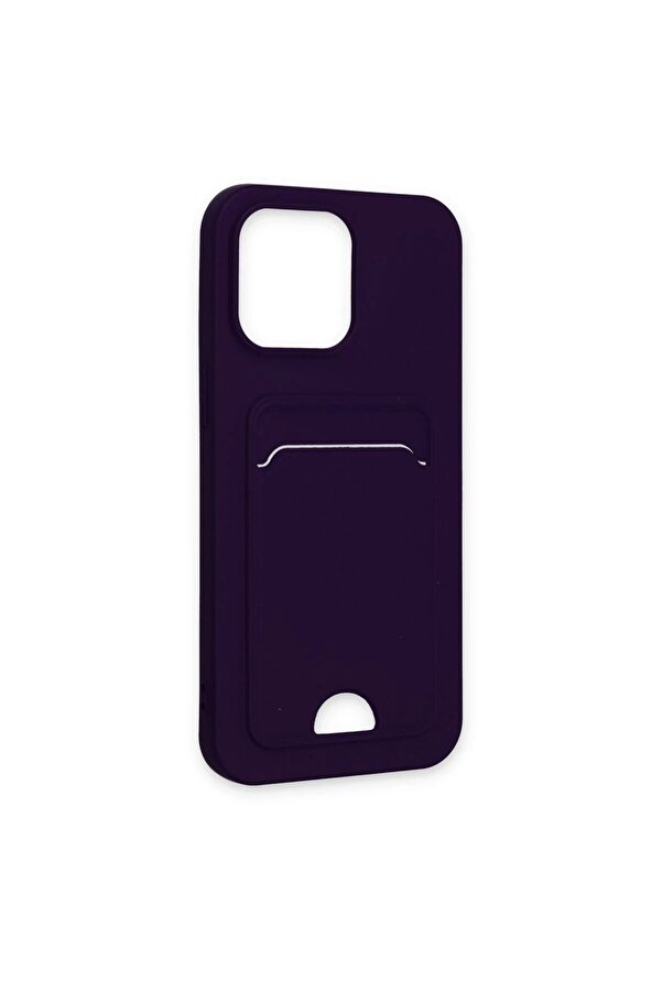 İphone 14 Pro Kılıf Kelvi̇n Kartvi̇zi̇tli̇ Si̇li̇kon - Deri̇n Mor - Dropx8730-8463