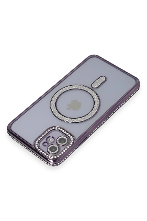 İphone 11 Kılıf Joke Si̇mli̇ Magneti̇csafe Kılıf - Deri̇n Mor - Dropx1712-3273