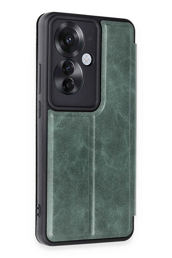 Oppo Reno 11F Kılıf Fli̇p Cover - Koyu Yeşi̇l - Dropx4273-8179