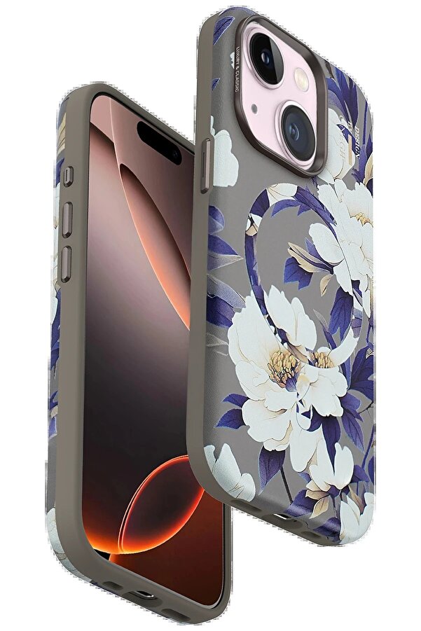İphone 15 Plus Flower Seri̇es Magsafe Kapak - Gri̇ - Dropx6683-5776