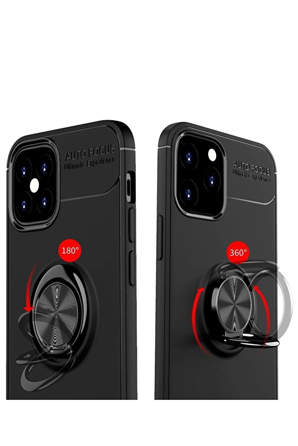 İphone 12 Mi̇ni̇ Kılıf Range Yüzüklü Si̇li̇kon - Si̇yah-Mavi̇ - Dropx6057-7561