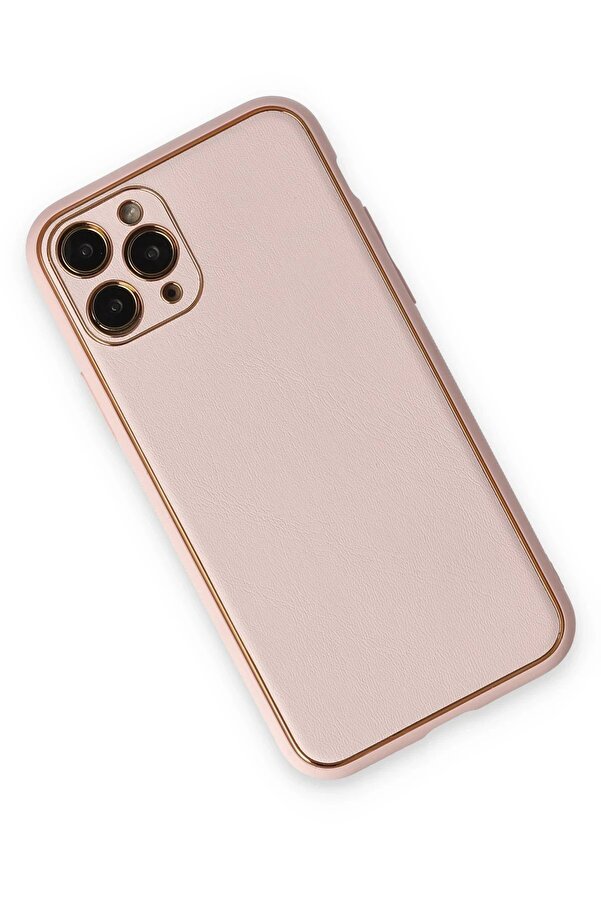 İphone 11 Pro Max Kılıf Coco Deri̇ Si̇li̇kon Kapak - Pudra - Dropx6388-7271