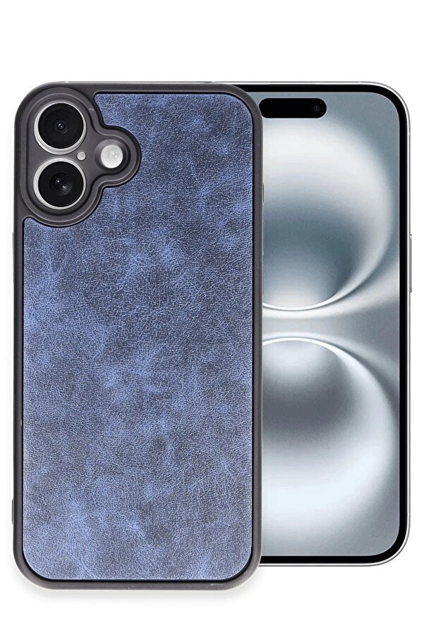 İphone 16 Plus Kılıf Aras Deri̇ Kapak - Laci̇vert - Dropx7249-8889