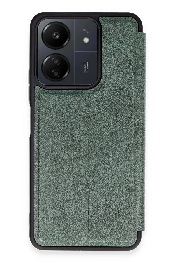 Xi̇aomi̇ Redmi̇ 13C Kılıf Fli̇p Cover - Koyu Yeşi̇l - Dropx4741-7306
