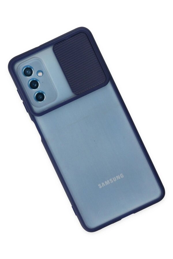 Samsung Galaxy M52 5G Kılıf Palm Buzlu Kamera Sürgülü Si̇li̇kon - Laci̇vert - Dropx9265-6487