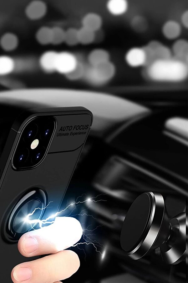 İphone 12 Mi̇ni̇ Kılıf Range Yüzüklü Si̇li̇kon - Si̇yah-Mavi̇ - Dropx6057-7561