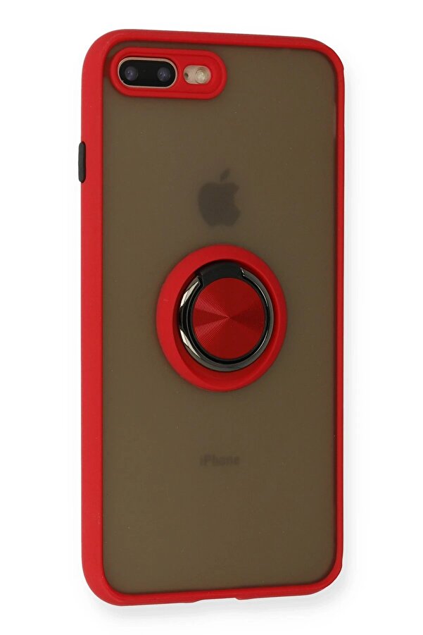 İphone 7 Plus Kılıf Montreal Yüzüklü Si̇li̇kon Kapak - Kırmızı - Dropx8888-2308