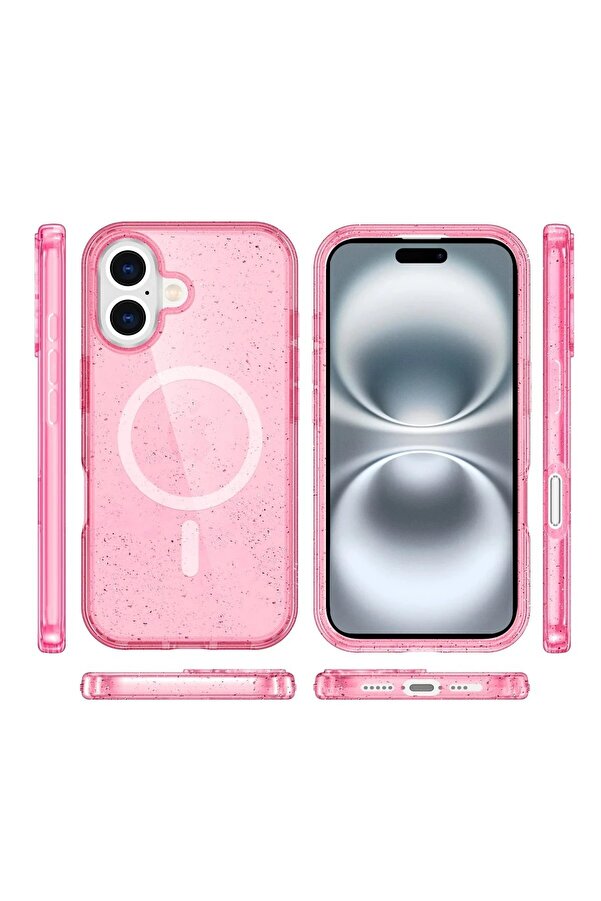 İphone 16 Plus Kılıf Glow Magsafe Kapak - Pembe - Dropx1014-8136