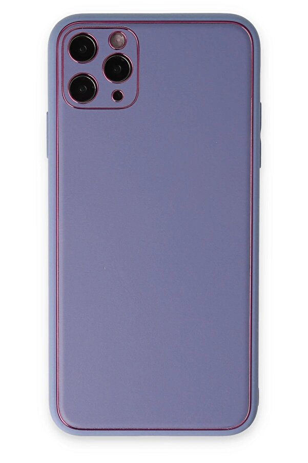 İphone 11 Pro Max Kılıf Coco Deri̇ Si̇li̇kon Kapak - Açık Li̇la - Dropx6172-8552
