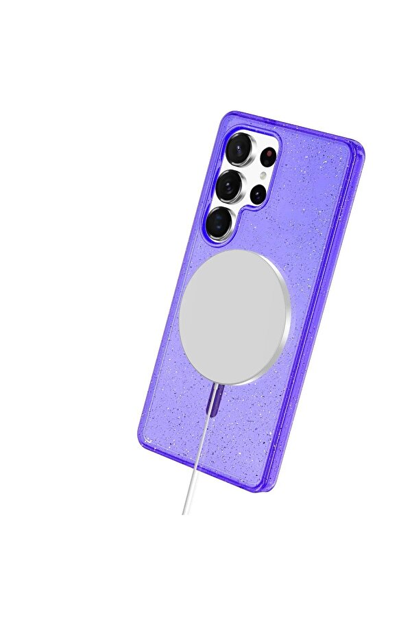 Samsung Galaxy S23 Ultra Kılıf Glow Magsafe Kapak - Mor - Dropx9772-6875