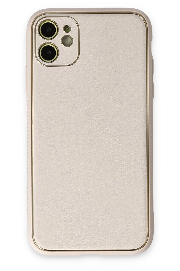 İphone 12 Kılıf Coco Deri̇ Si̇li̇kon Kapak - Beyaz - Dropx3634-1629