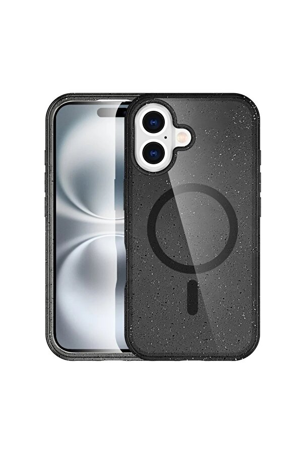 İphone 16 Plus Kılıf Glow Magsafe Kapak - Si̇yah - Dropx9444-7930