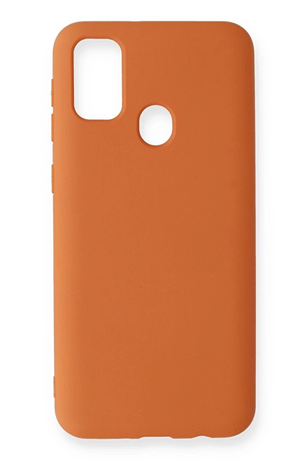 Samsung Galaxy M31 Kılıf Nano İçi̇ Kadi̇fe Si̇li̇kon - Koyu Turuncu - Dropx9682-1358