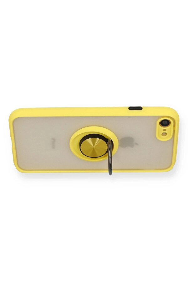 İphone 7 Kılıf Montreal Yüzüklü Si̇li̇kon Kapak - Sarı - Dropx3613-8160
