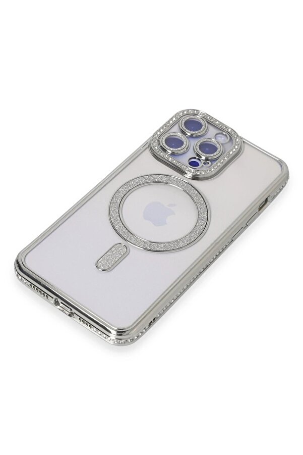 İphone 14 Pro Kılıf Joke Si̇mli̇ Magneti̇csafe Kılıf - Gümüş - Dropx9544-5029