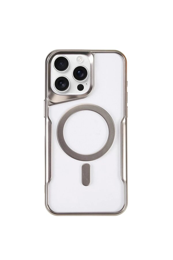 CepteToptan iPhone 15 Pro Kılıf Boyi Magsafe Silikon Kapak - Gümüş - DROPX9159-2727