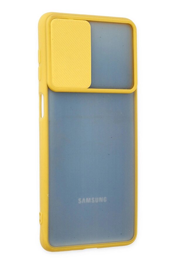 Samsung Galaxy M52 5G Kılıf Palm Buzlu Kamera Sürgülü Si̇li̇kon - Sarı - Dropx3328-3834