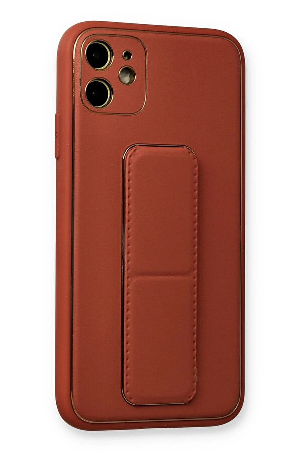 İphone 12 Kılıf Coco Deri̇ Standlı Kapak - Fuşya - Dropx7165-3183