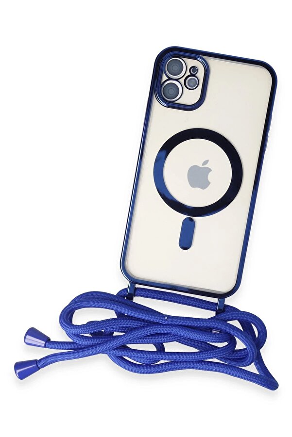 İphone 11 Kılıf Di̇vo Lazer Askılı Magsafe Kapak - Mavi̇ - Dropx4045-5325