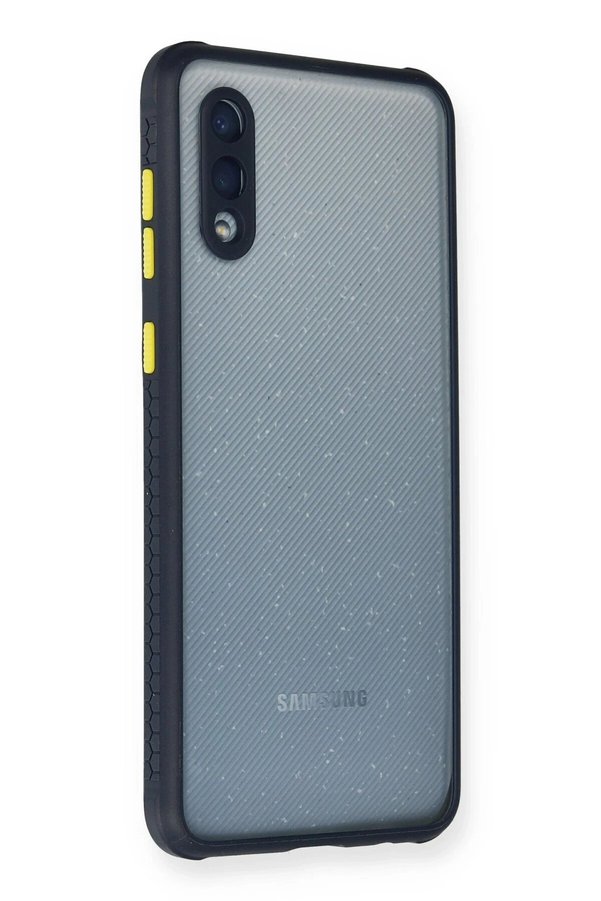 Samsung Galaxy A02 Kılıf Mi̇ami̇ Şeffaf Si̇li̇kon - Laci̇vert - Dropx8269-5590