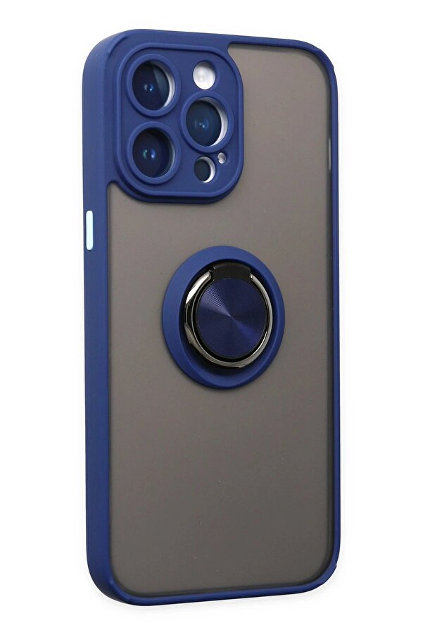 İphone 14 Pro Max Kılıf Montreal Yüzüklü Si̇li̇kon Kapak - Laci̇vert - Dropx2652-6536