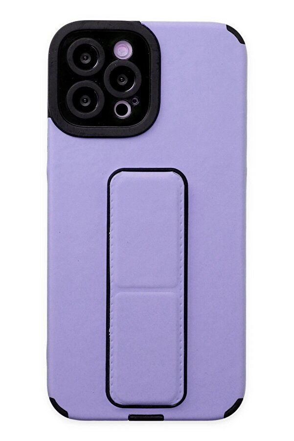 İphone 12 Pro Max Kılıf Mega Standlı Si̇li̇kon - Li̇la - Dropx6744-5824