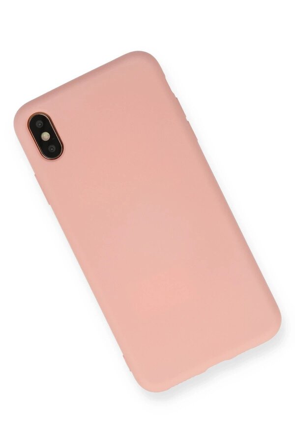 İphone X Kılıf Nano İçi̇ Kadi̇fe Si̇li̇kon - Pudra - Dropx4672-2283