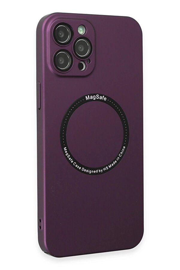 İphone 12 Pro Kılıf Jack Magneti̇csafe Lens Si̇li̇kon - Mürdüm - Dropx4008-9564