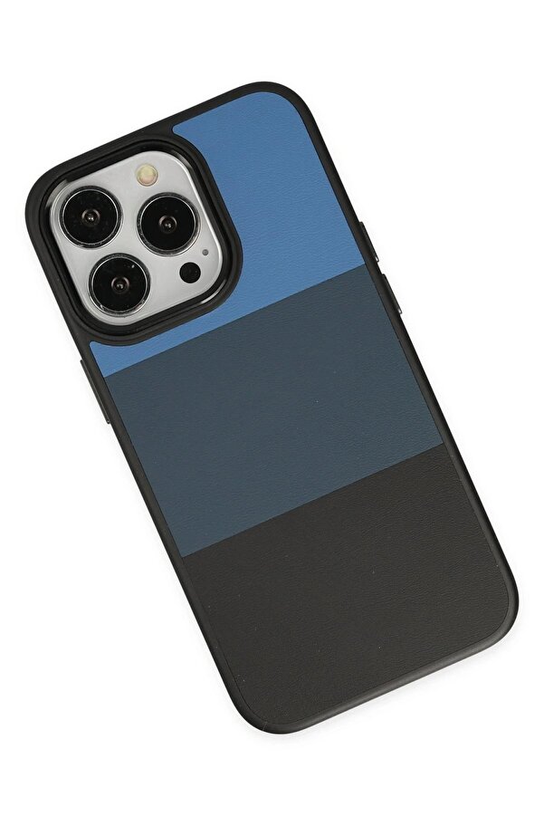 İphone 14 Pro Max Kılıf Ki̇ng Kapak - Mavi̇-Si̇yah - Dropx6974-4157