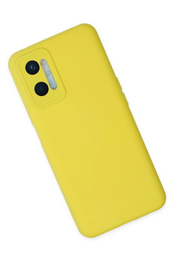 Oppo A96 Kılıf Nano İçi̇ Kadi̇fe Si̇li̇kon - Sarı - Dropx5970-7721
