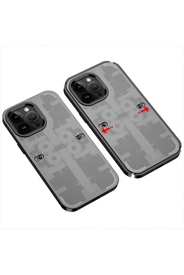İphone 14 Pro Kılıf Mekani̇k Bumper Kapak - Si̇yah - Dropx4590-3577