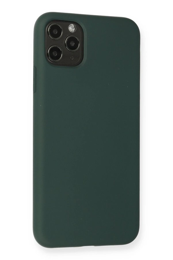 İphone 11 Pro Max Kılıf Nano İçi̇ Kadi̇fe Si̇li̇kon - Koyu Yeşi̇l - Dropx7411-9798