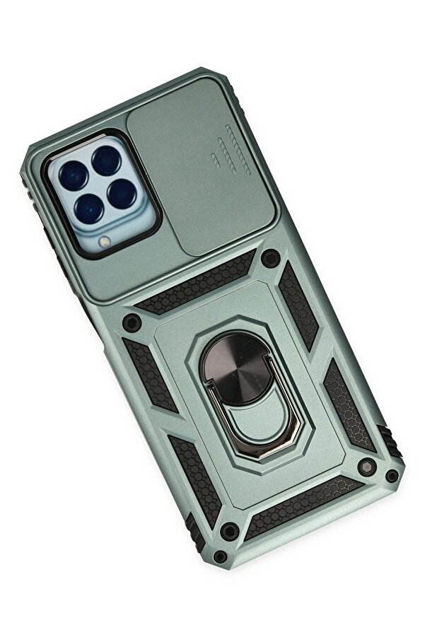Samsung Galaxy M33 Kılıf Pars Lens Yüzüklü Si̇li̇kon - Yeşi̇l - Dropx1273-8690