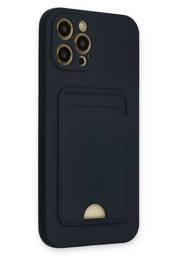 İphone 12 Pro Max Kılıf Kelvi̇n Kartvi̇zi̇tli̇ Si̇li̇kon - Laci̇vert - Dropx5857-1925