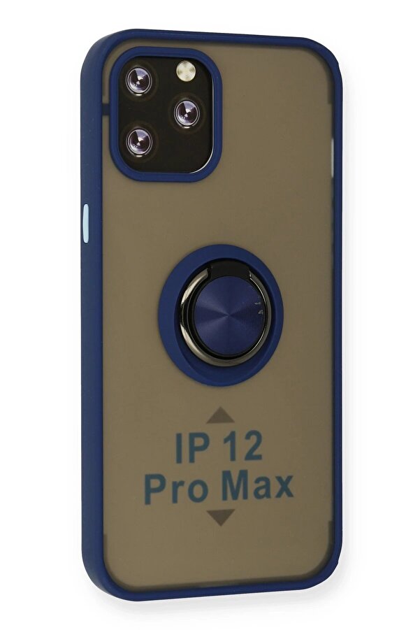 İphone 12 Pro Max Kılıf Montreal Yüzüklü Si̇li̇kon Kapak - Laci̇vert - Dropx2309-1208
