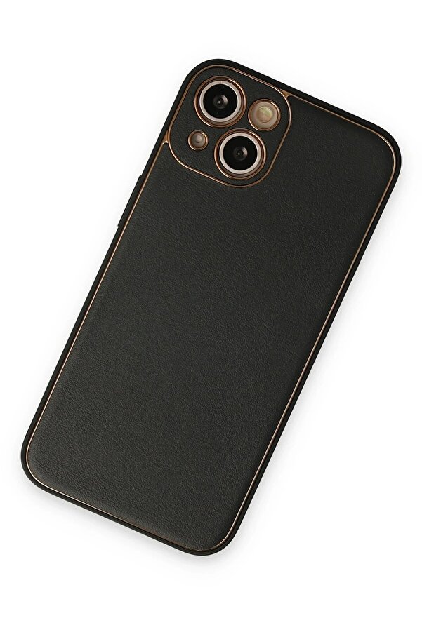 İphone 14 Kılıf Coco Deri̇ Si̇li̇kon Kapak - Si̇yah - Dropx5584-3209