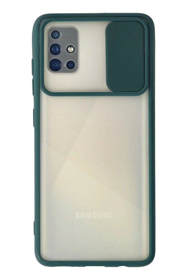 Samsung Galaxy A71 Kılıf Palm Buzlu Kamera Sürgülü Si̇li̇kon - Yeşi̇l - Dropx9871-5685