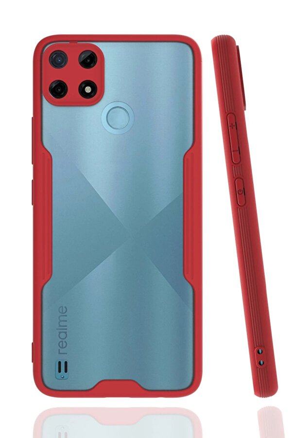 Realme C25Y Kılıf Plati̇n Si̇li̇kon - Kırmızı - Dropx5890-6357