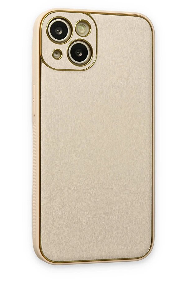 İphone 14 Plus Kılıf Coco Deri̇ Si̇li̇kon Kapak - Gold - Dropx7998-6194