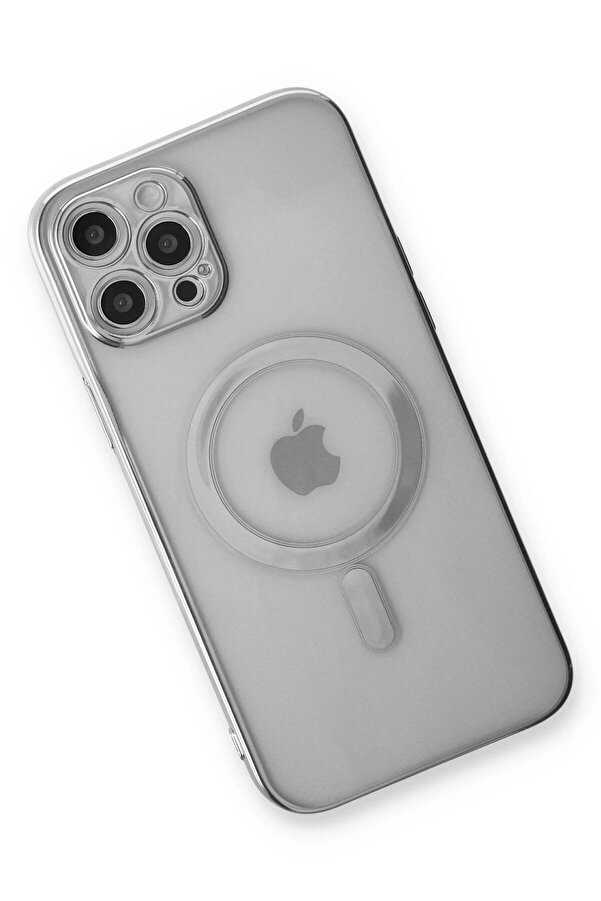 İphone 12 Pro Kılıf Magneti̇csafe Lazer Si̇li̇kon - Gümüş - Dropx2377-1760