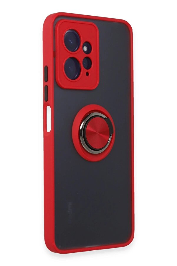 Xi̇aomi̇ Redmi̇ Note 12 4G Kılıf Montreal Yüzüklü Si̇li̇kon Kapak - Kırmızı - Dropx7776-8486