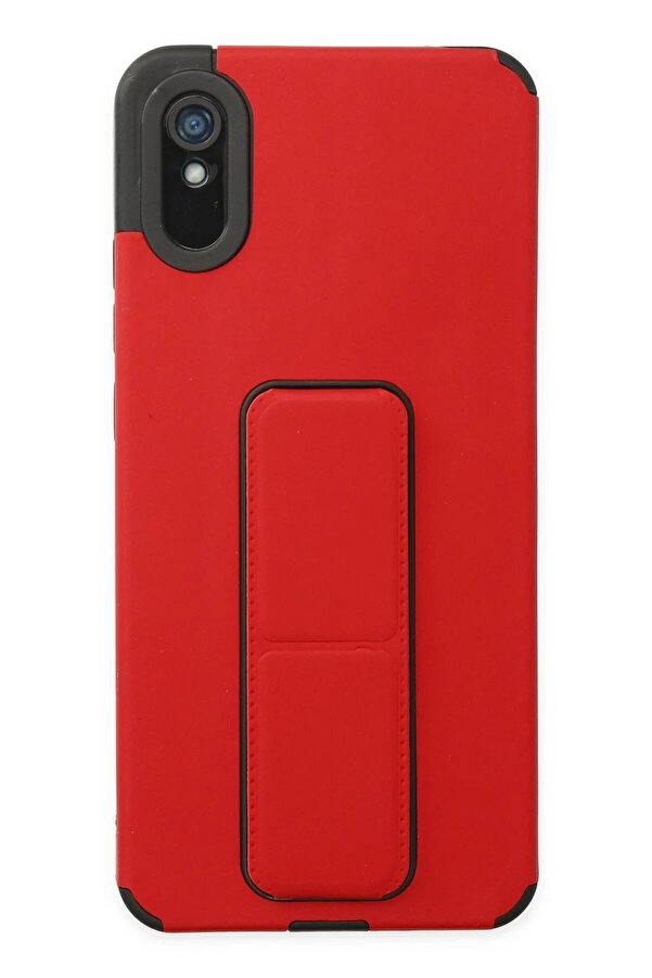 Xi̇aomi̇ Redmi̇ 9A Kılıf Mega Standlı Si̇li̇kon - Kırmızı - Dropx3848-9049