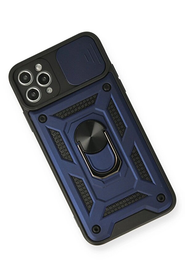 İphone 11 Pro Max Kılıf Pars Lens Yüzüklü Si̇li̇kon - Laci̇vert - Dropx3443-9436