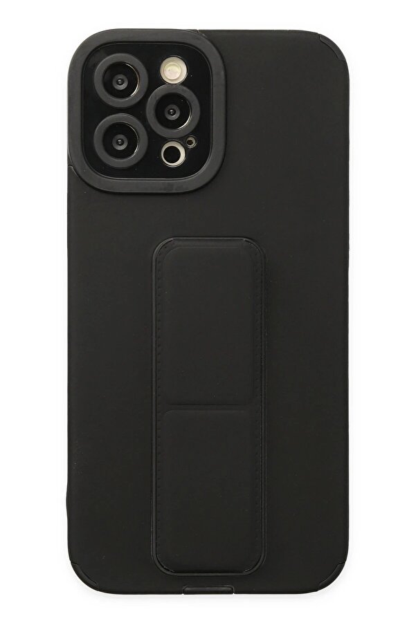 İphone 12 Pro Max Kılıf Mega Standlı Si̇li̇kon - Si̇yah - Dropx2160-6911