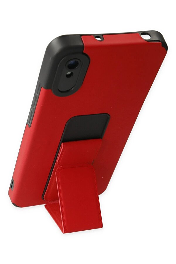 Xi̇aomi̇ Redmi̇ 9A Kılıf Mega Standlı Si̇li̇kon - Kırmızı - Dropx3848-9049