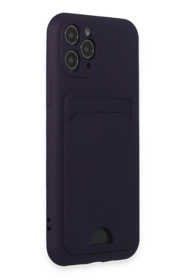 İphone 11 Pro Kılıf Kelvi̇n Kartvi̇zi̇tli̇ Si̇li̇kon - Deri̇n Mor - Dropx7960-2084