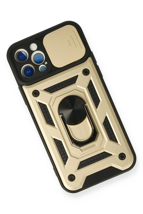 İphone 12 Pro Kılıf Pars Lens Yüzüklü Si̇li̇kon - Gold - Dropx9407-3655